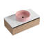 Meuble-lavabo mural 36 po avec finition café clair et lavabo en céramique rose
