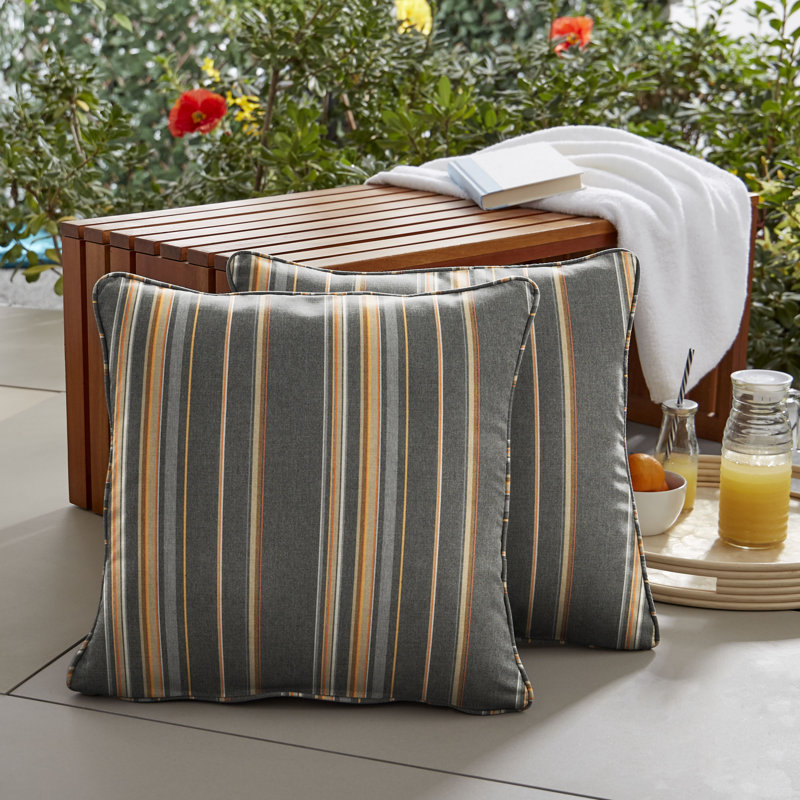 Coussin intérieur / extérieur Northrup, 18 po x 18 po, Rayures colorées