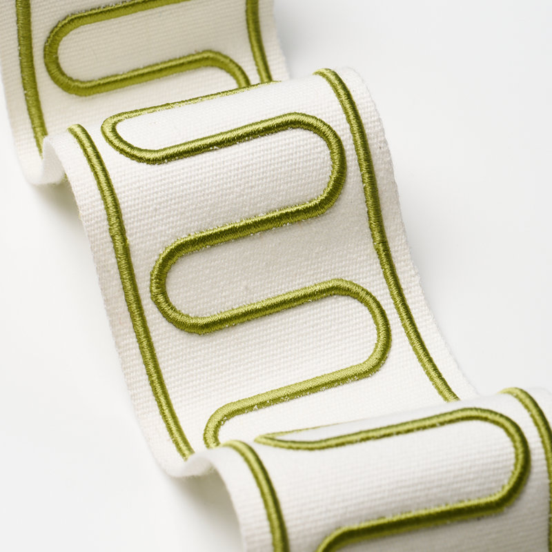 Schumacher X Paloma Contreras Royere Scroll Trim, Green