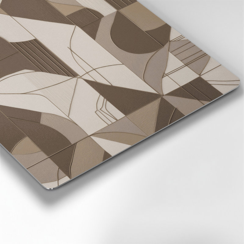 Abstrait formes 62, art mural en métal beige, H 12 po x l 12 po