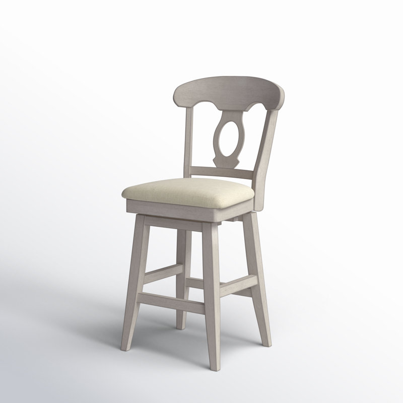 Fortville Swivel Upholstered Counter Stool, Antique White, Counter Stool (25.8" Seat Height)