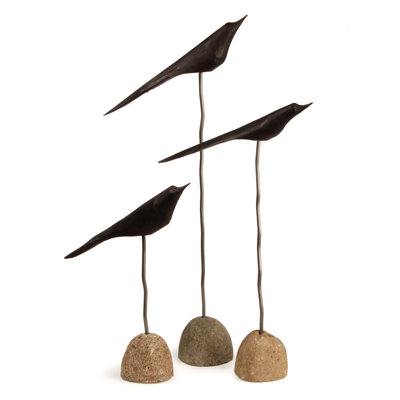 Leclair Hand-Carved Wood Bird Sculpture Set