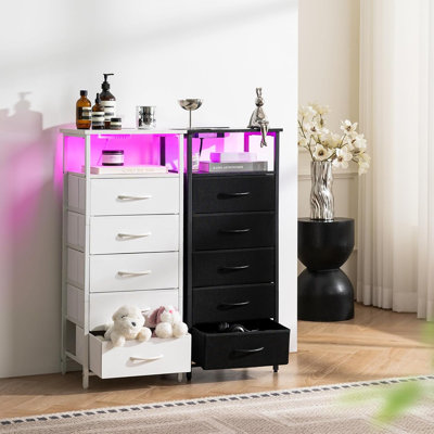Yoobure 5 Drawers Dresser For Bedroom, Tall Nightstand With Char...