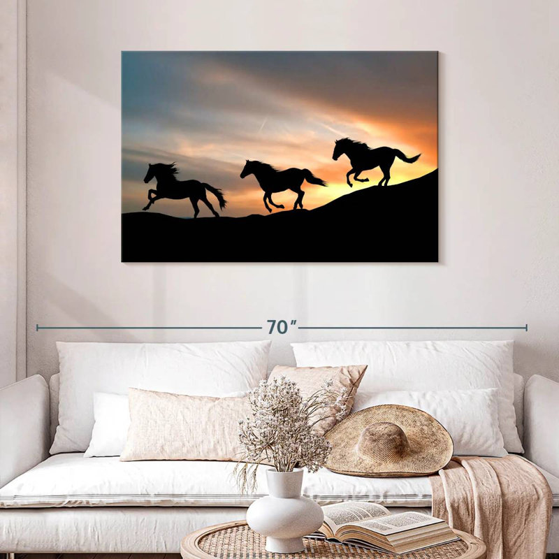 Chevaux sauvages au galop, H 30 po x l 45 po