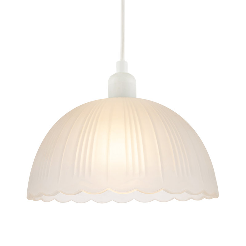 13cm H Glass Bowl Pendant Shade ( No Direct Attachment Method ) in White