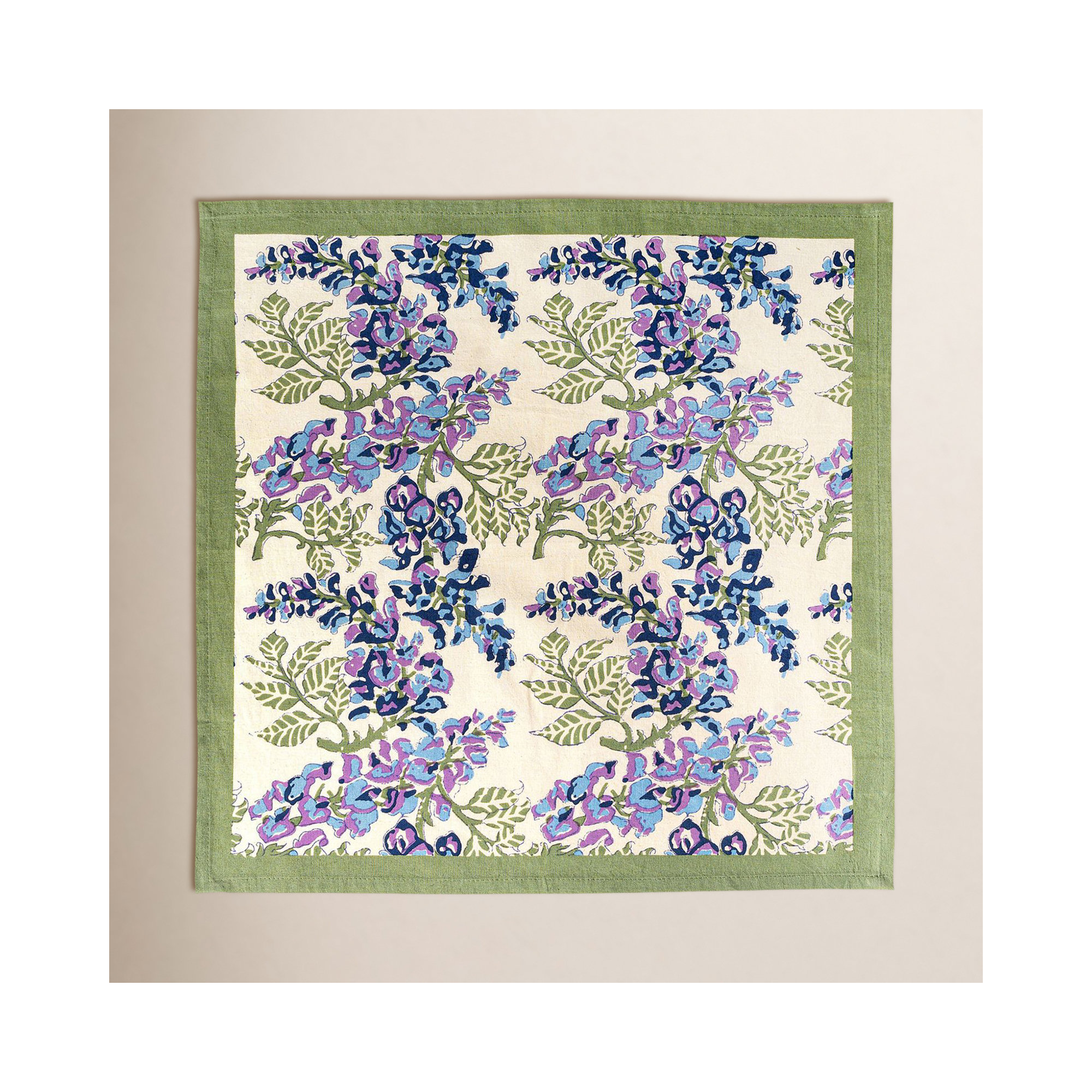 Kappa 100% Cotton Floral Square Napkin, Blue/Green