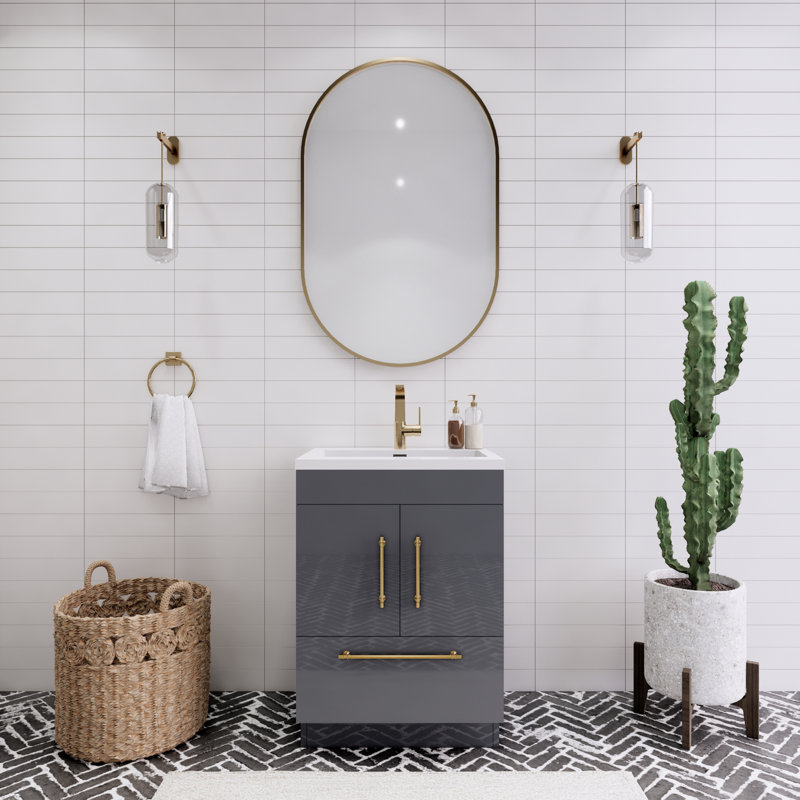 Meuble-lavabo simple Spring, Gris, 24"