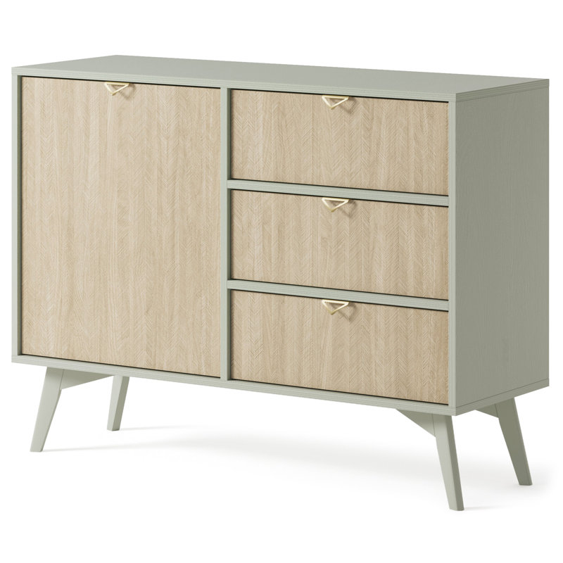 Agawam 106cm Sideboard, Light Sage Matt/Oak Scandi