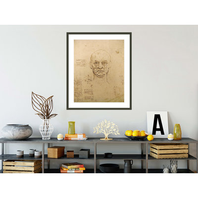 Dessin de l'étude du visage par Leonardo Da Vinci - Impression Giclée encadrée