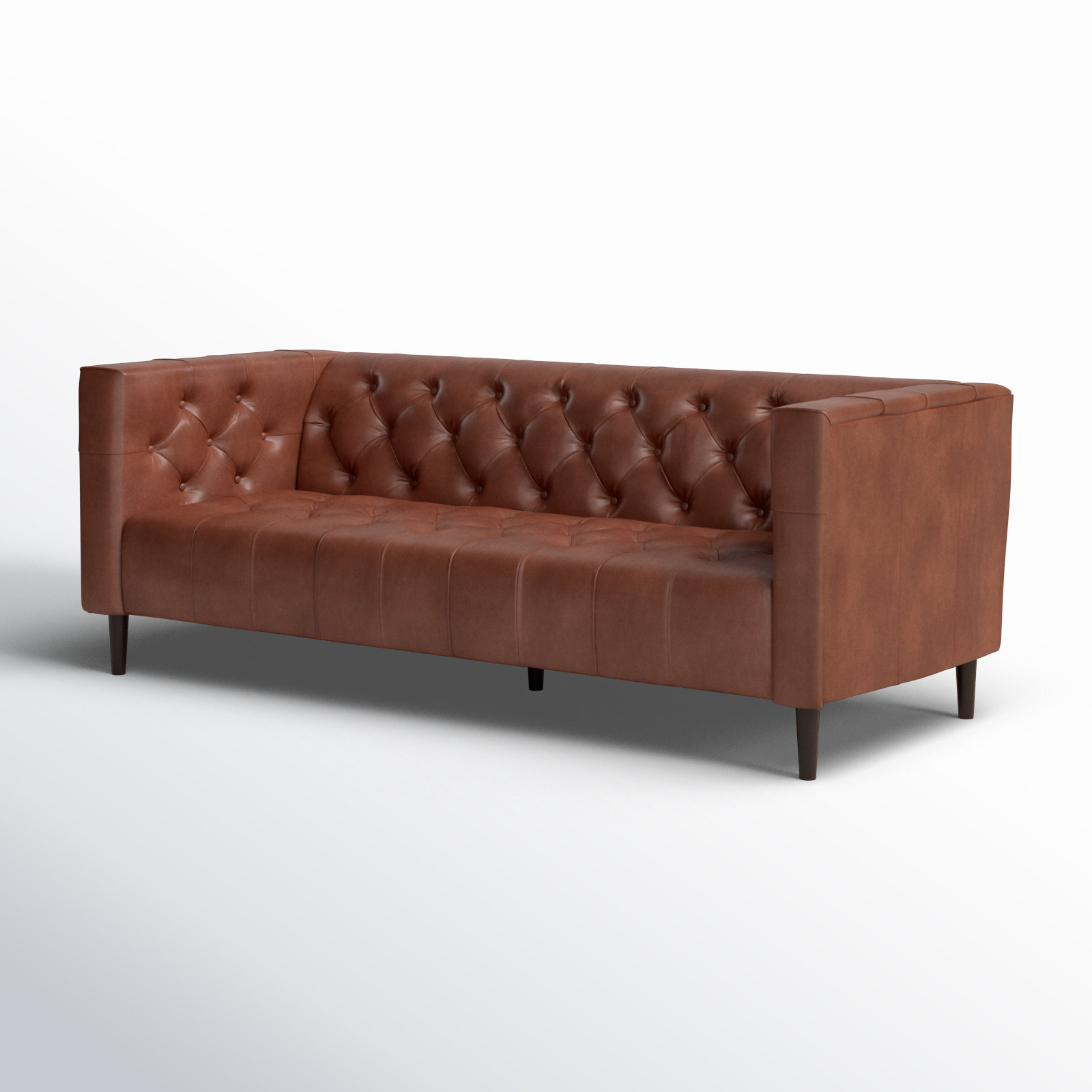 84" Genuine Leather Sofa, Vintage Brown Top Grain Genuine Leather