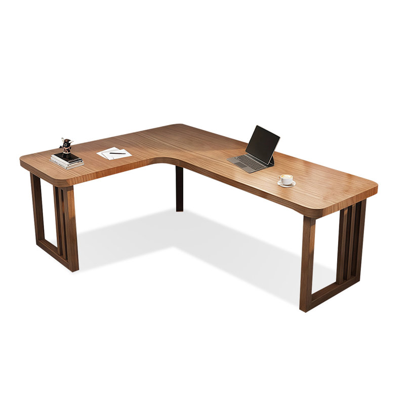 Bureau rectangulaire brun en bois massif, Retour à gauche, H 29,53 po x l 86,61 po x P 55,12 po