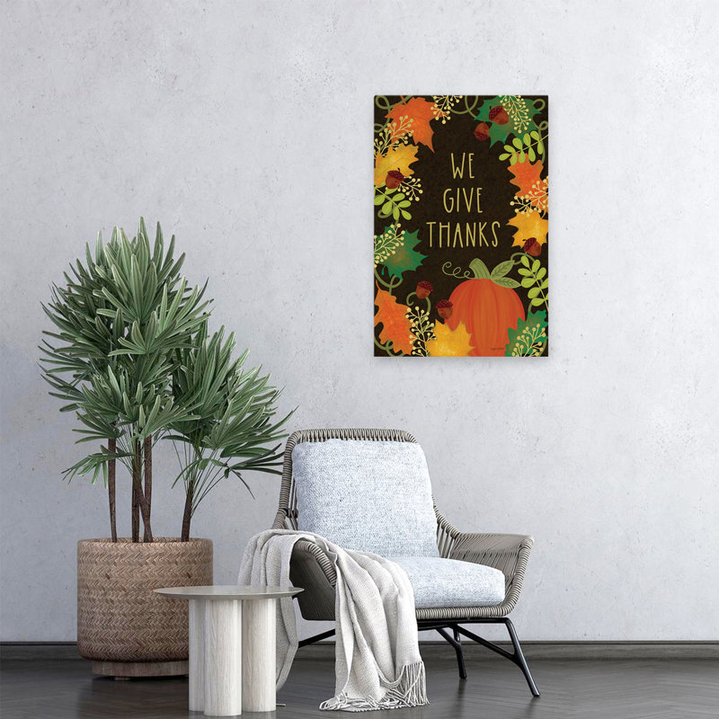 We We Thanks Thanks - Art contemporain avec feuilles de glands d'automne de l'Action de grâce, H 16 po x l 24 po