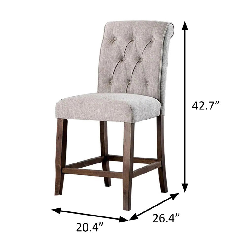 Chaise de comptoir rustique H 20,4 po (2 / RTC), beige / chêne rustique, Brun, Beige