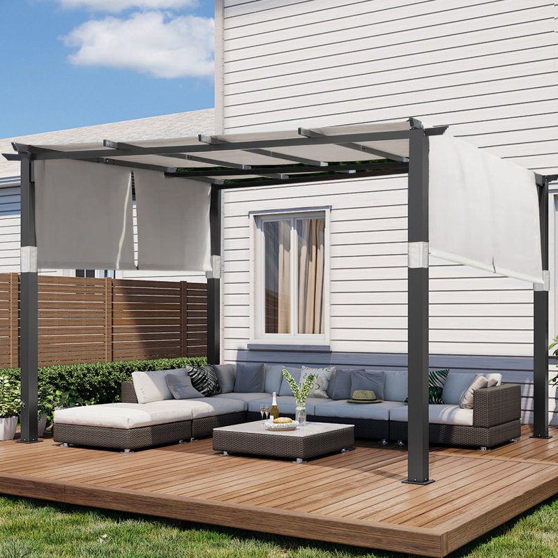 3m x 3m Metal Pergola, Grey