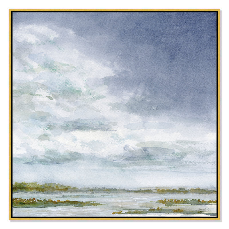 Nuage à droite - reproduction carrée par Patti Bishop, H 37,5 po x l 37,5 po, Doré