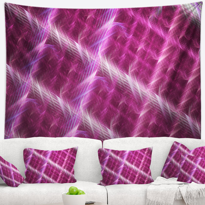 Tapisserie rose abstraite en métal, H 50 po x l 60 po