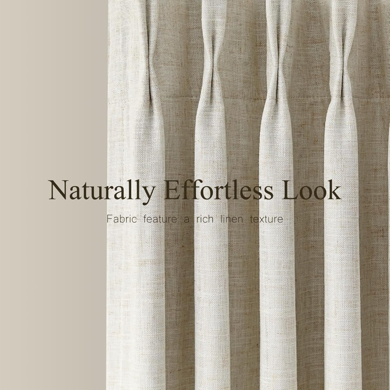 YZ Home Linen Pinch Pleated 100% Blackout Curtains for Bedroom and Living Room Darkening Thermal Window Curtain Drapes with 16pc Hooks(2 pages)