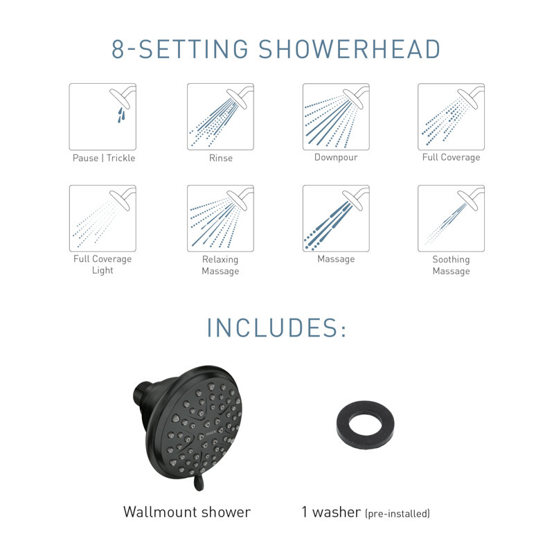 Attune 5-Function Adjustable Shower Head, Matte Black