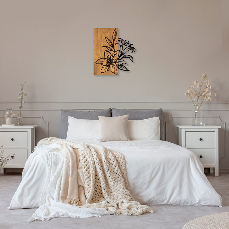Décoration murale rustique en bois, noyer et noir, 20,5 po x 22,8 po | 50% bois véritable (épaisseur: 1,2 po) et métal (épaisseur: 0,06 po) | Textures et couleurs uniques, parfaites pour la décoration de la maison ou du bureau