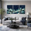 Ensemble de 3 toiles stylisées, paysage urbain bleu sarcelle et crème-1553587022
