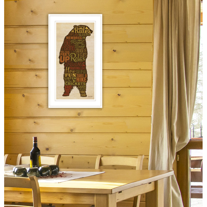 «Cabin Rules», art mural encadré pour le salon, décoration intérieure par Lauren Rader, Cadre blanc