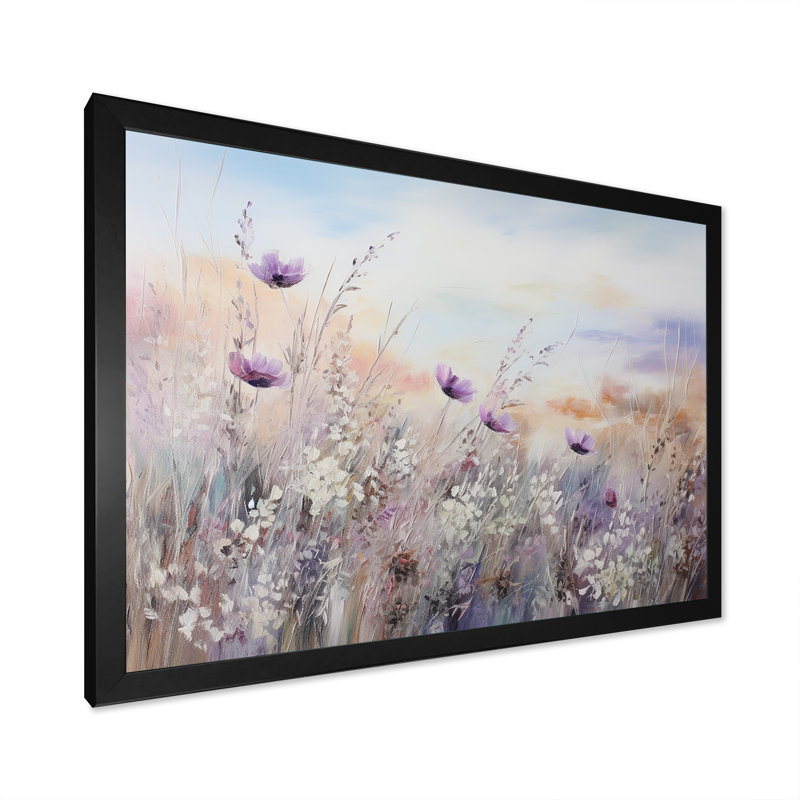 Impression sur toile encadrée Minimal Purple Herbs Country - Flowers, H 24 po x l 32 po, Cadre photo unique, Noir