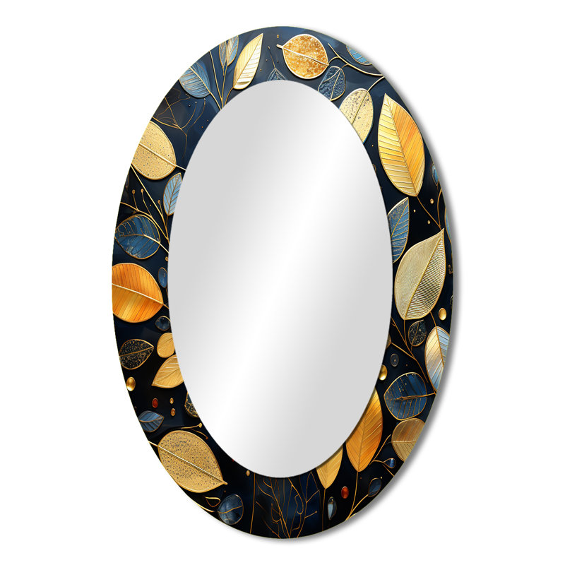 Miroir mural ovale noir et doré, 36 po x 24 po