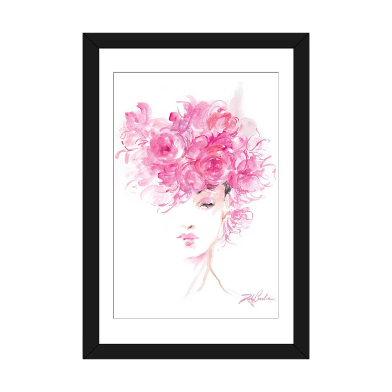 « lady rose », impression sur toile, Papier d'art encadré noir, Blanc, H 32 po x l 24 po x P 1 po