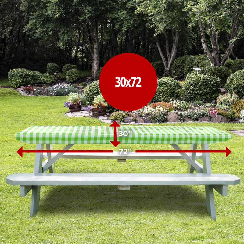 Vinyl Picnic Fited Tableclth Rectangle 48X24 Black, Green, 72" x 30"