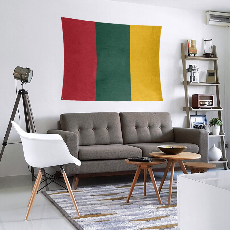 Tapisserie de polyester Minnesota, Rouge Iron Range / vert forêt / récolte dorée, H 68 po x l 80 po