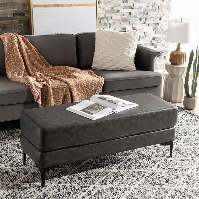 Lennie Faux Leather Upholstered Bench, Gray