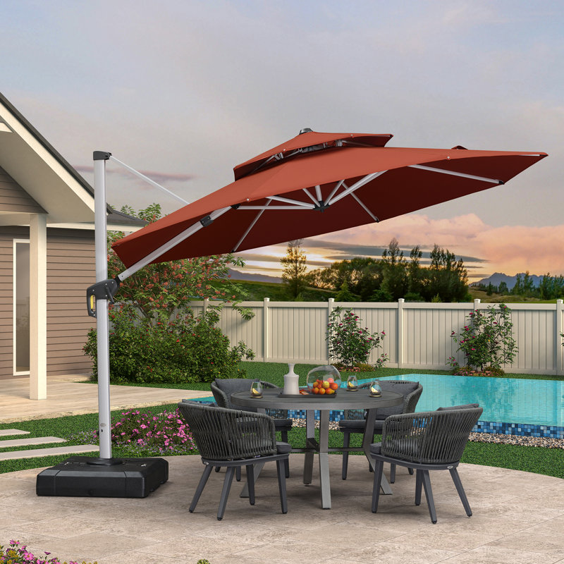 Parasol extérieur Legend avec base, Noir, H 108 po x l 132 po x P 132 po