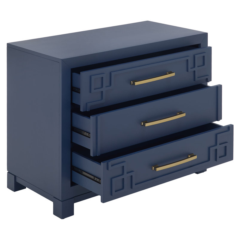 Élégante table de chevet large de 32 po Chamere, bleu