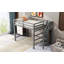 Lit mezzanine pratique pleine grandeur avec garde-robe de rangement intégré et escalier pratique, gris-592337916