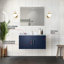 36 po Miroir à DEL avec meuble-lavabo l 22 po x P bleu marine, comptoir en marbre et robinet - comptoir de salle de bain-314373417