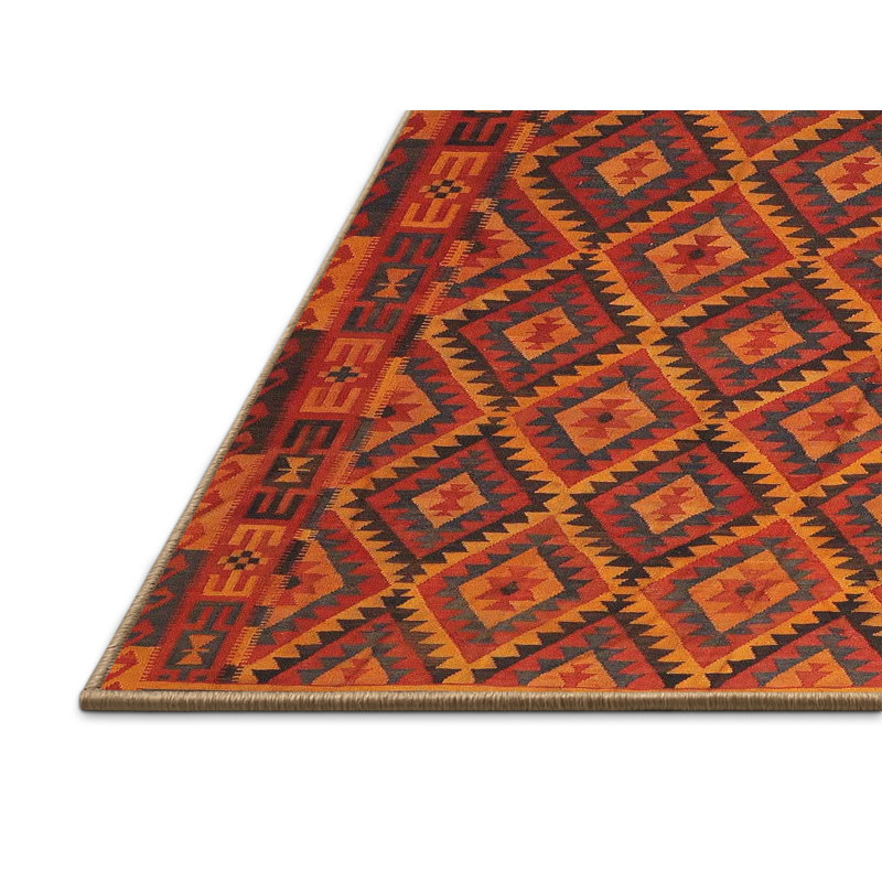 Tapis de zone orange/noir contemporaine, Rectangle 2 pi x 3 pi