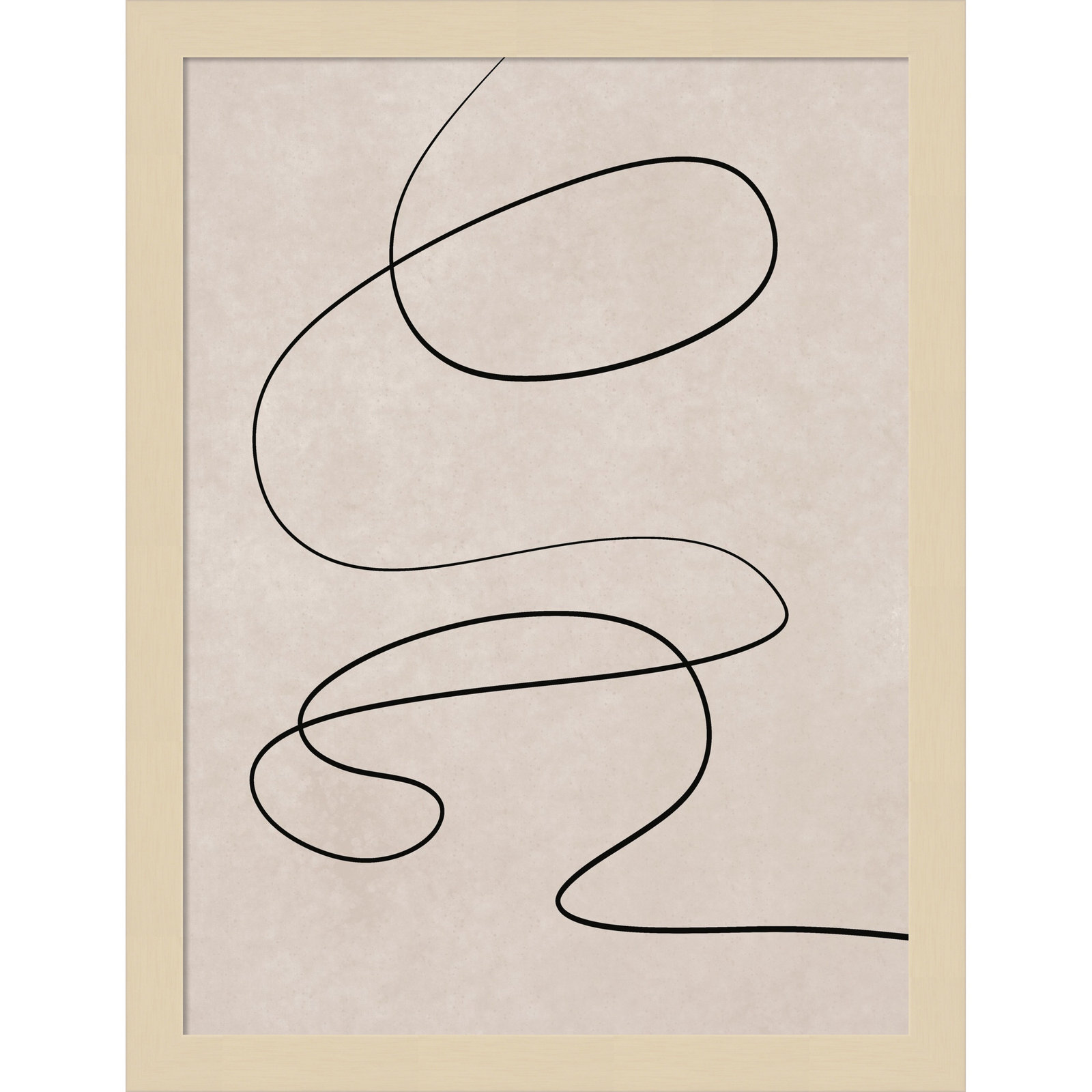 Black Line and Textured Beige Print, Brown, 17" H x 13" W