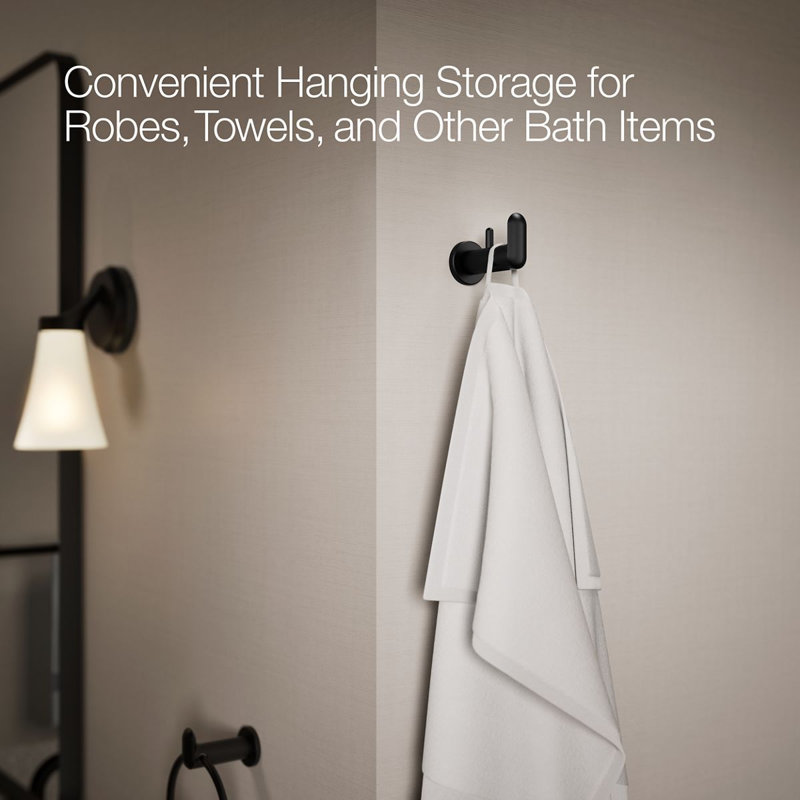 Kumin Wall Mounted Robe Hook, Matte Black
