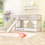 Lit mezzanine simple bas avec tablettes, escaliers, glissade et lumières DEL-1101880233
