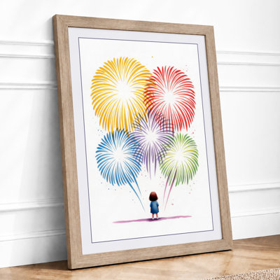 Fireworks Above Modern - Framed Print