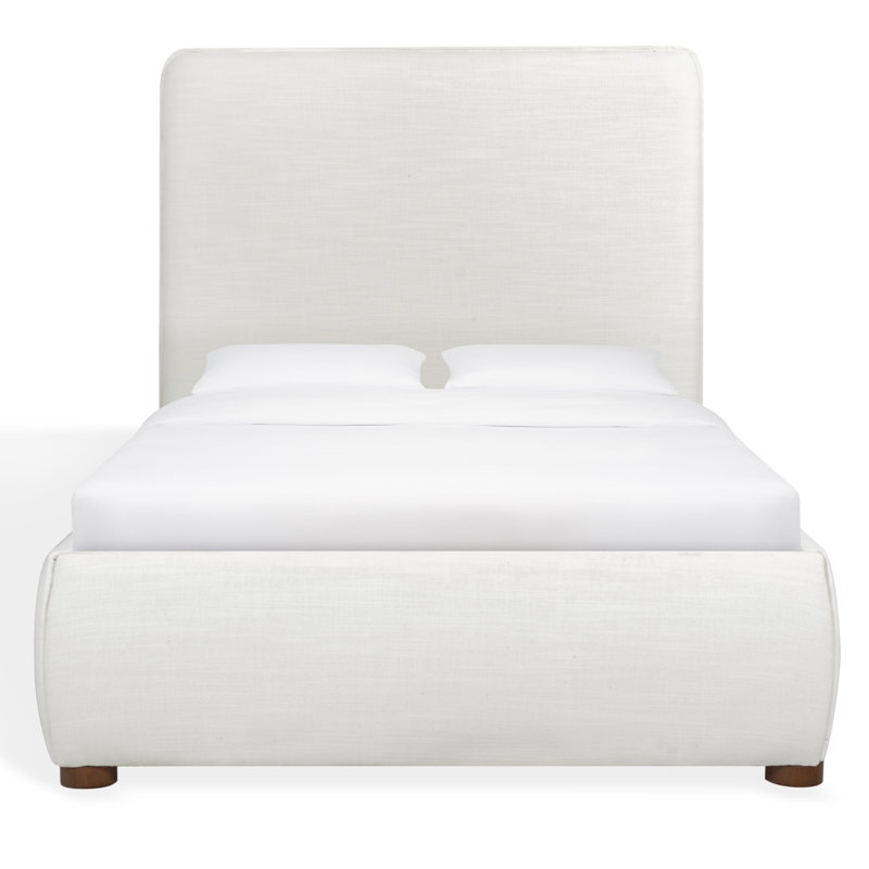 Callahan Upholstered Bed, Twin, White Linen