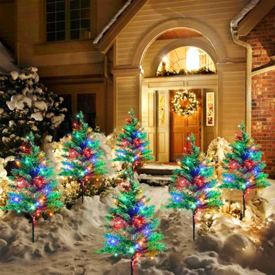 Upgraded 6-Pack 120 LED Solar Christmas Garden Stake Lights