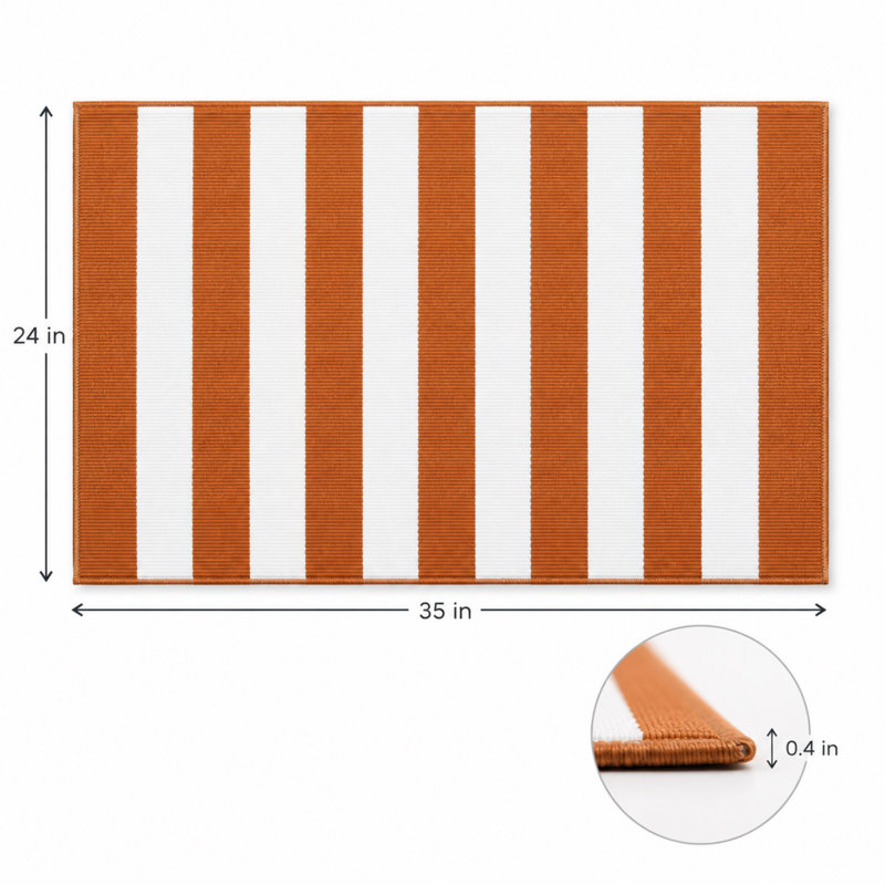 Tapis d'extérieur rayé brun rouille 60 x 90 cm