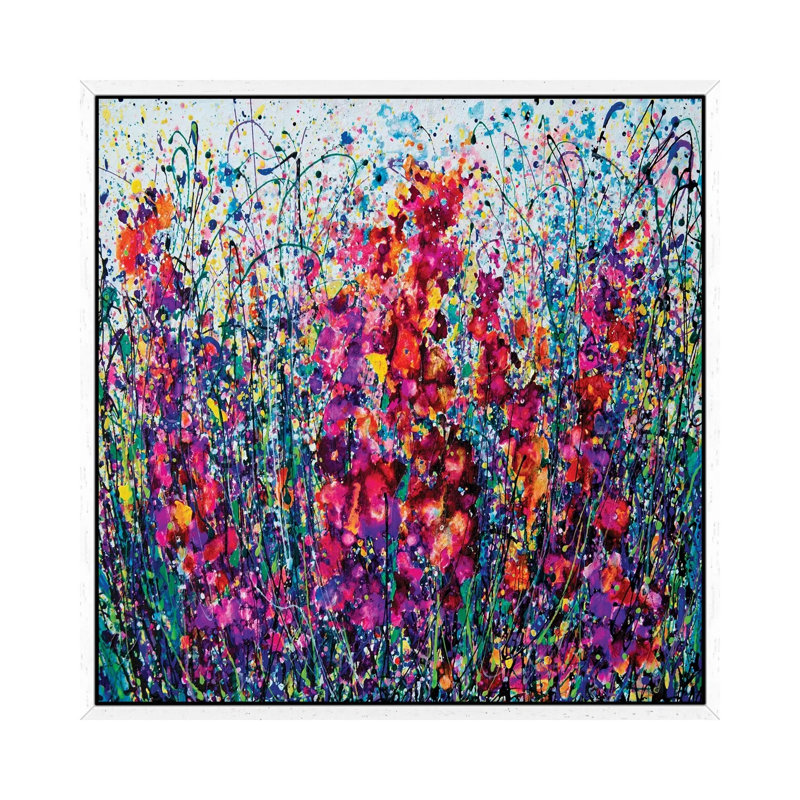 The Breath Of Summer by Lena Owens - Painting on Canvas, White Framed, 66.04cm H x 66.04cm W x 3.81cm D