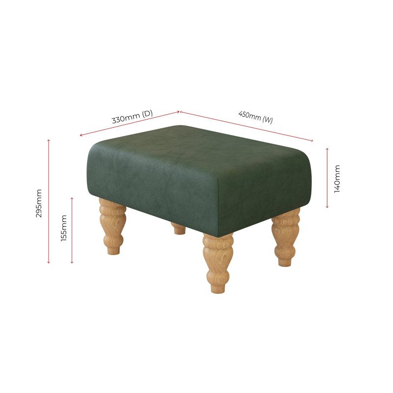 Large Footstools Wood Turned Leg , Style Leather, Natural, Nut Brown Brown