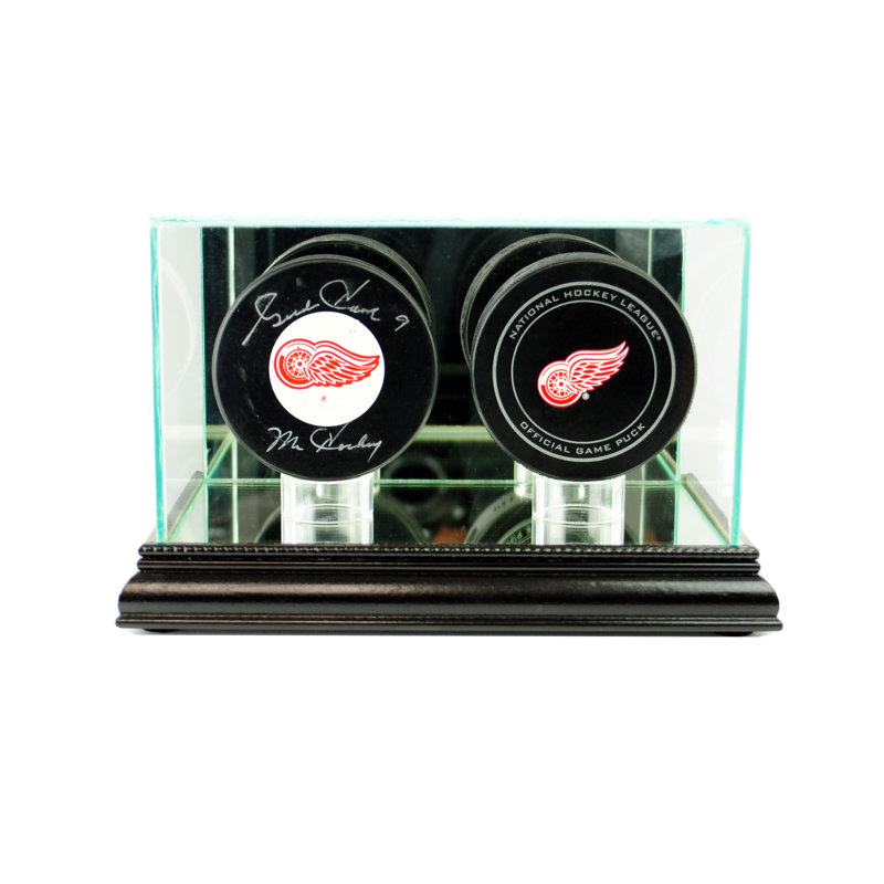 Double vitrine de rondelle de hockey, Noir