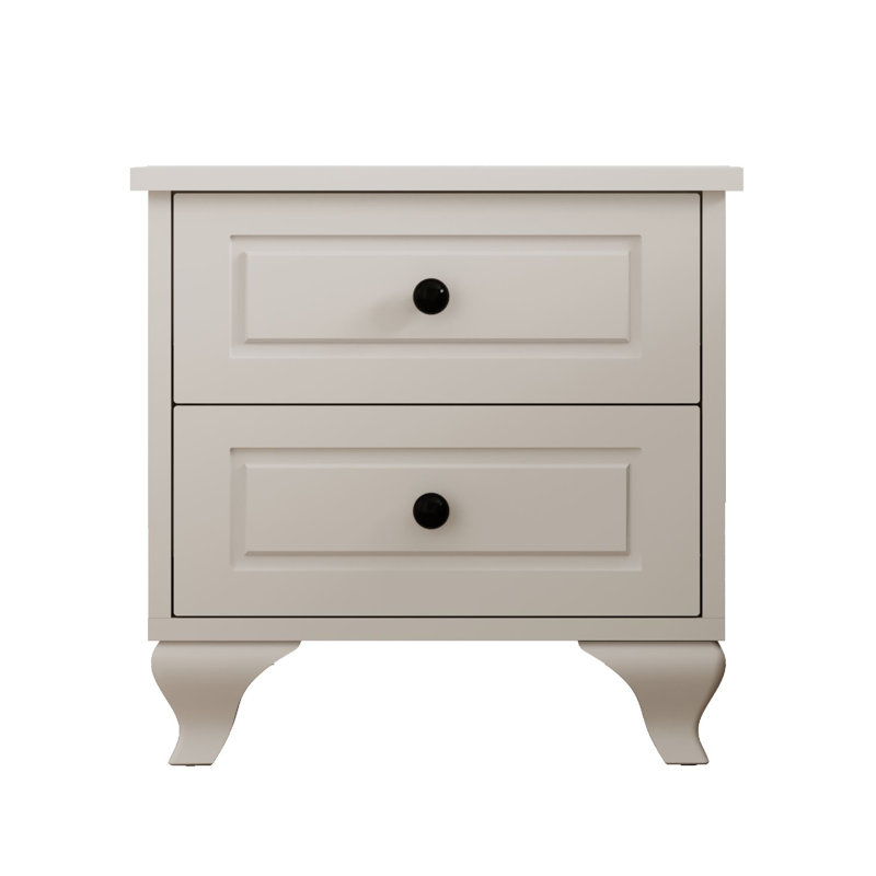 Table de chevet moderne avec poignée en métal, finition blanc mat, 17,7 po x 17,7 po x 15,7 po | Panneau de particules 100% mélamine de qualité E1, facile à assembler avec le système Minifix | Rangement élégant et fonctionnel pour la chambre à co
