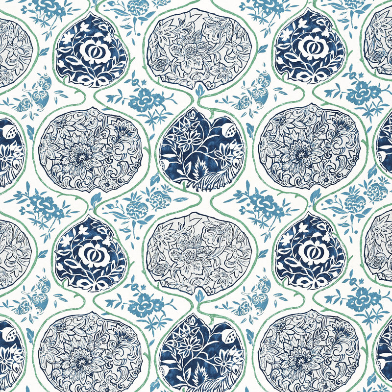 Katsugi Fabric, Cobalt/Turquoise