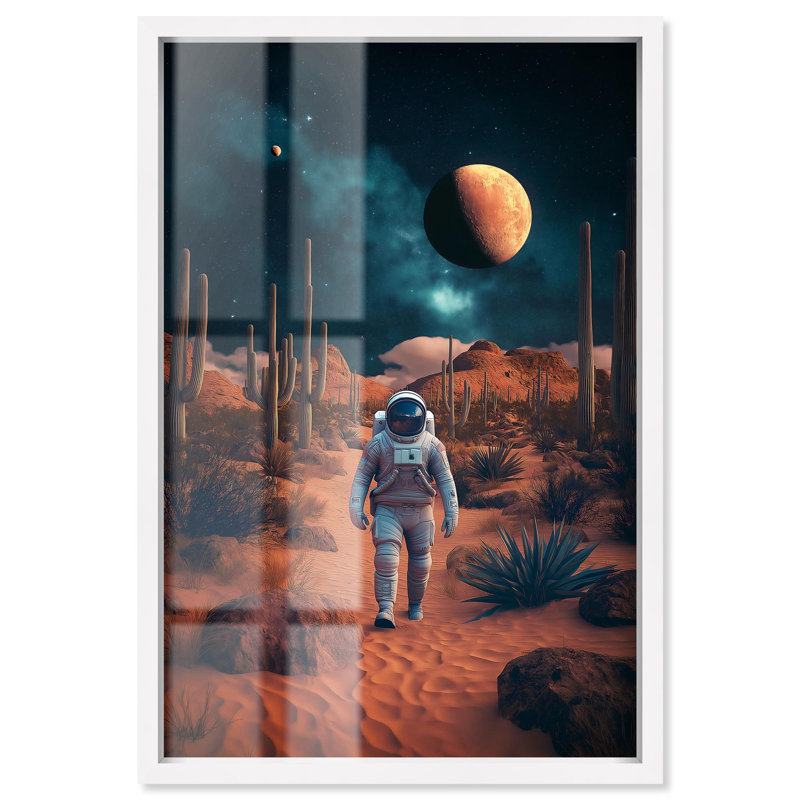 «Astronaut Arid Journey I Shadowbox Print» par Art Remedy, cadre blanc, 17 x 25, Cadre blanc, H 25 po x l 17 po