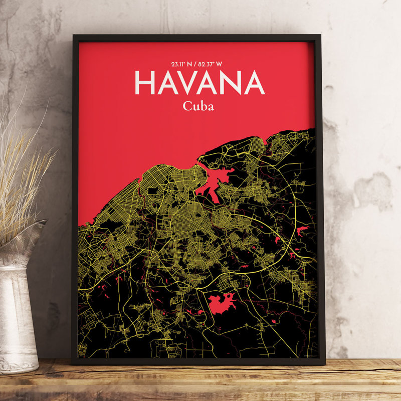 Havana City Map - No Frame Print, 50.8cm H x 40.6cm W x 0.13cm D